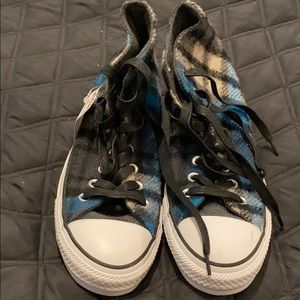 Plaid high top Converse